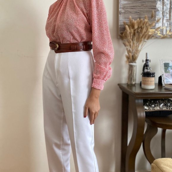 SOLD Vintage 70s Abstract High Ruched Mock Neck  Blouse Kathy Allison - Picture 2 of 6